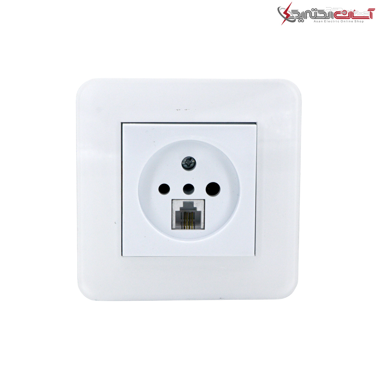 پریز تلفن دو منظوره پارت الکتریک مدل پارلا پلاس سفید کد PE7565
