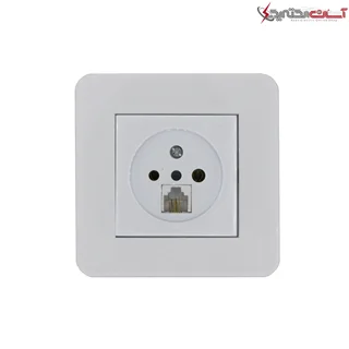 پریز تلفن دو منظوره پارت الکتریک مدل پارلا پلاس سفید کد PE7565