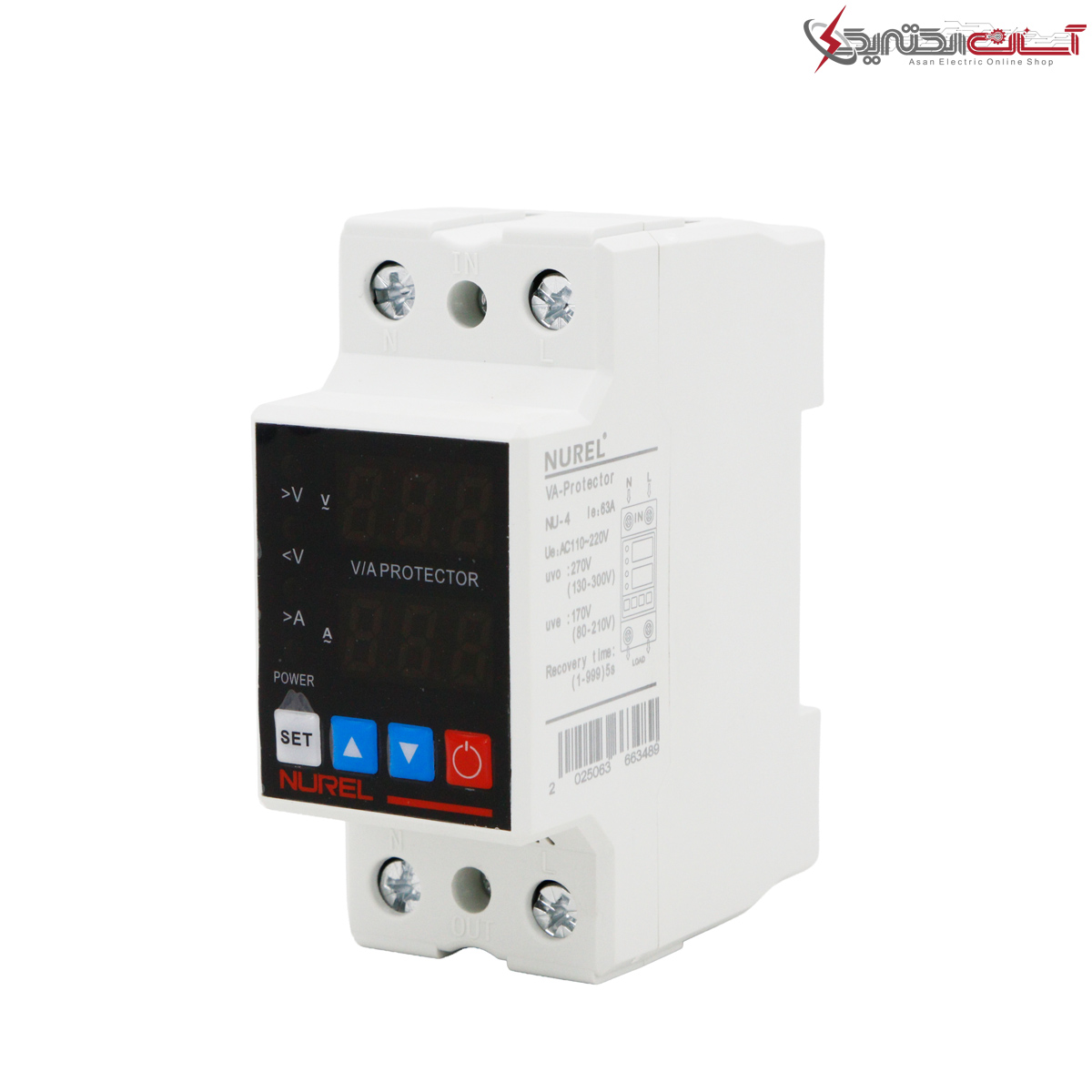 محافظ ولتاژ دیجیتال 63 آمپر Nurel مدل ریلی تک فاز