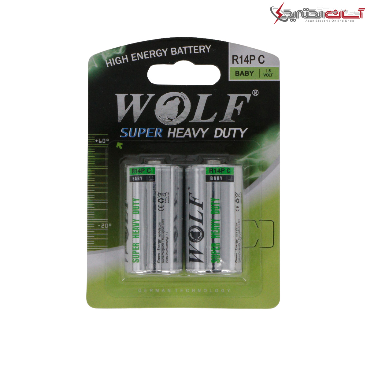باتری متوسط سایز C ولف مدل Super Heavy Duty کارتی بسته 2 عددی