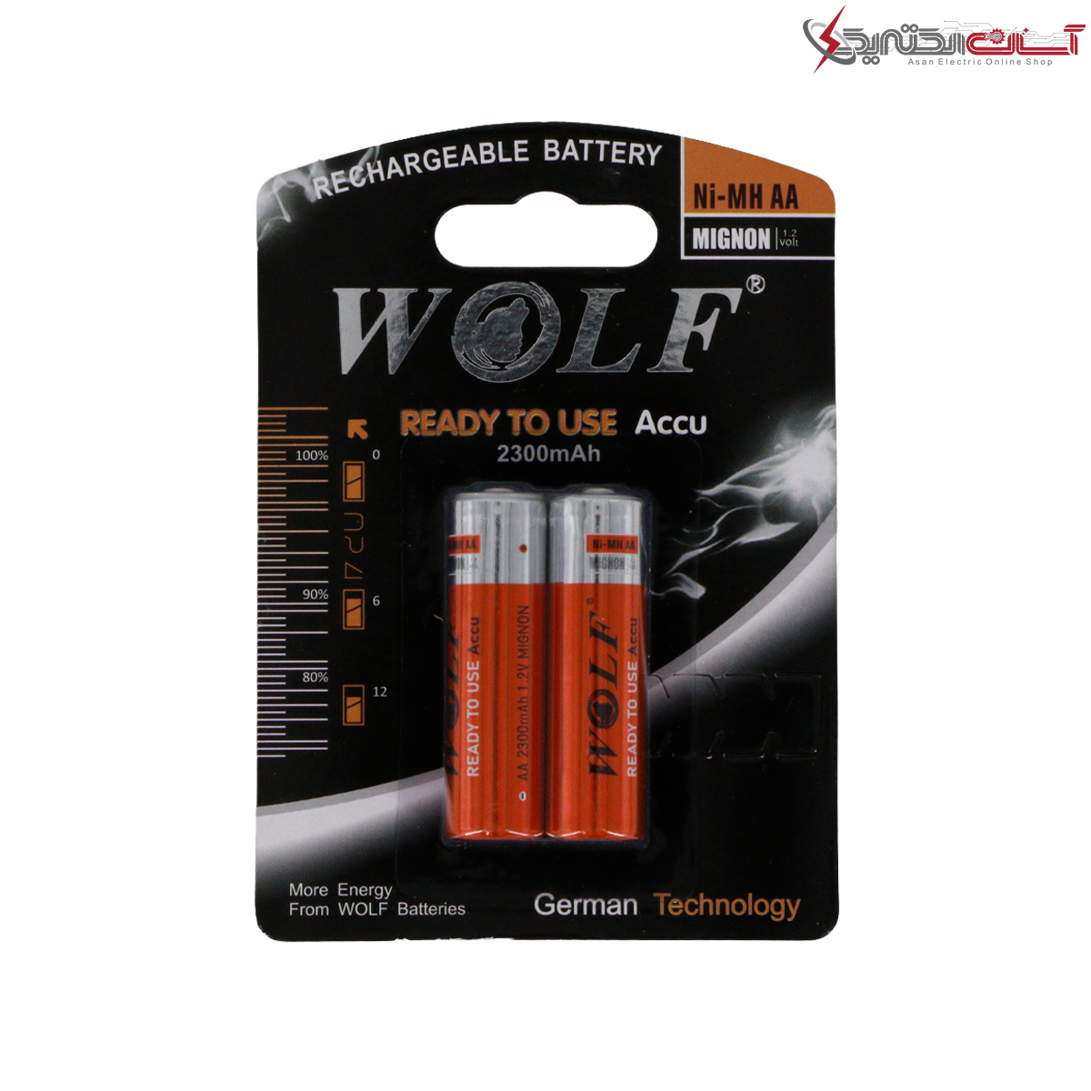 باتری قلمی شارژی 2300 میلی آمپر ولف مدل Ready To Use Accu